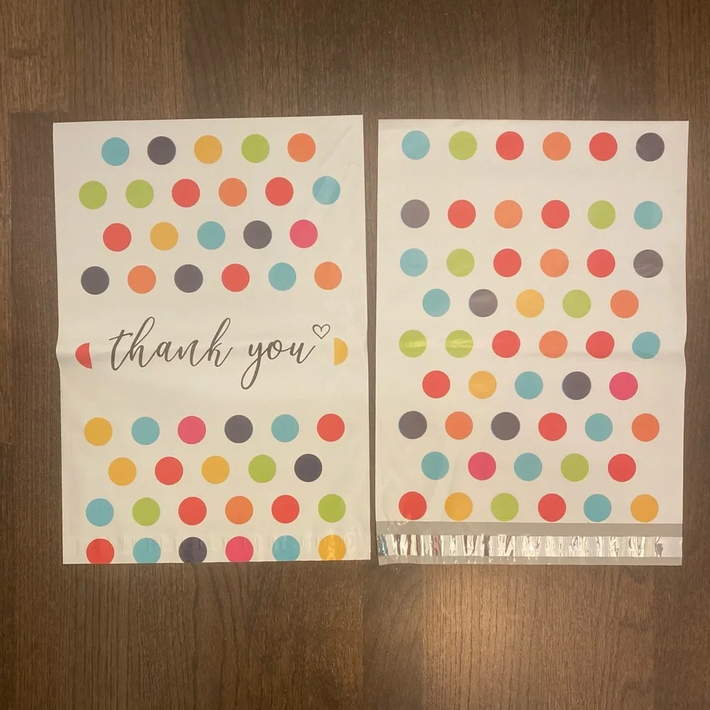 Set of 10 12x15.5 Thank You Polka Dot Polymailers Shipping Bags